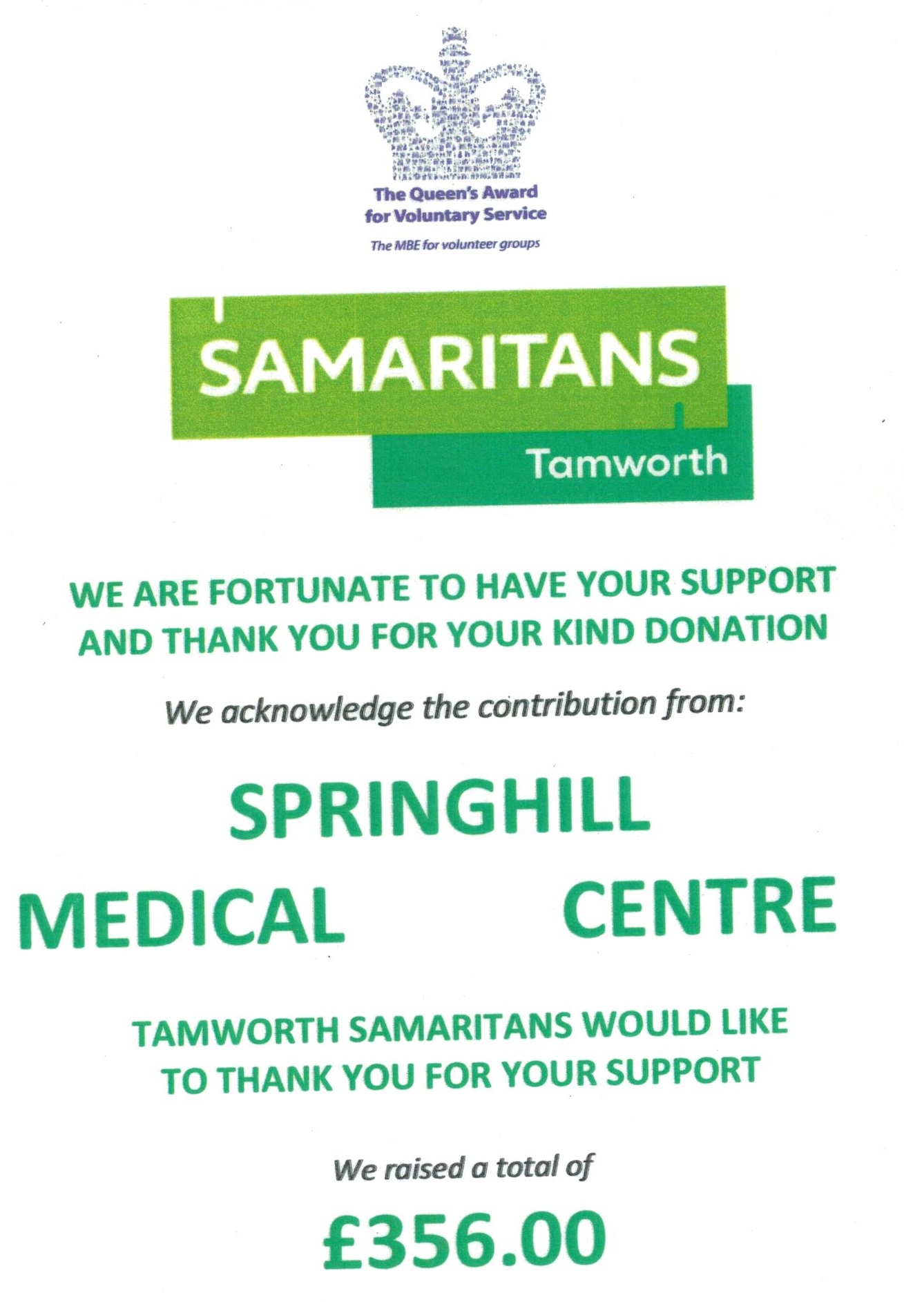 Samaritans donation
